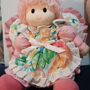 Vintage Soft Sculpture Artisan Doll by Joelson Industries 1998. Pink Hair